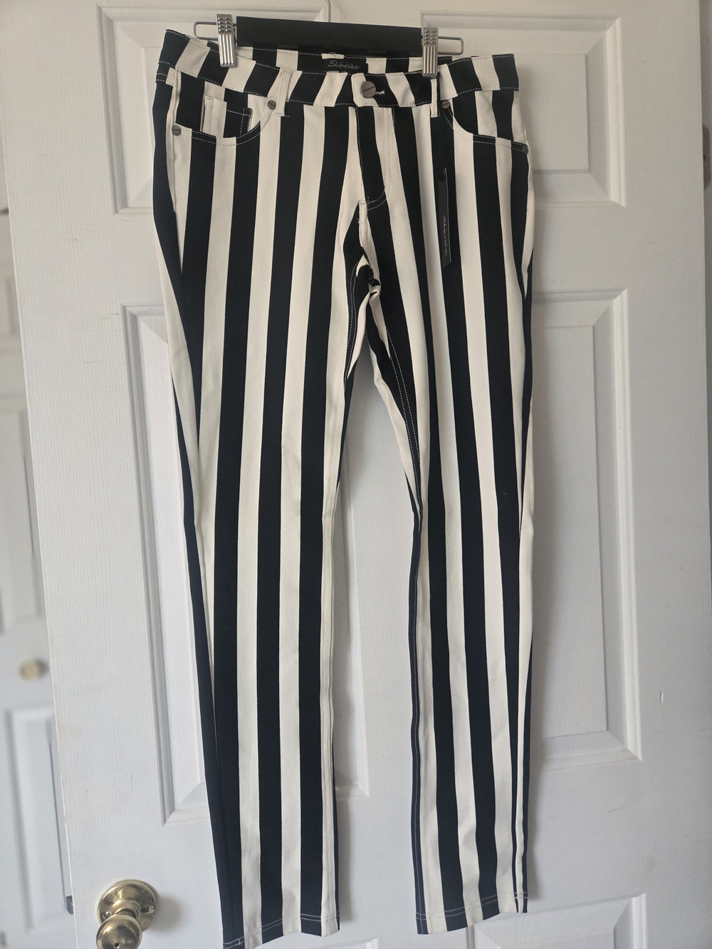 Black & White Vertical Stripe Womens Pants